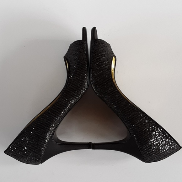 Touch of Nina black sparkley peep toe heels - Picture 4 of 7